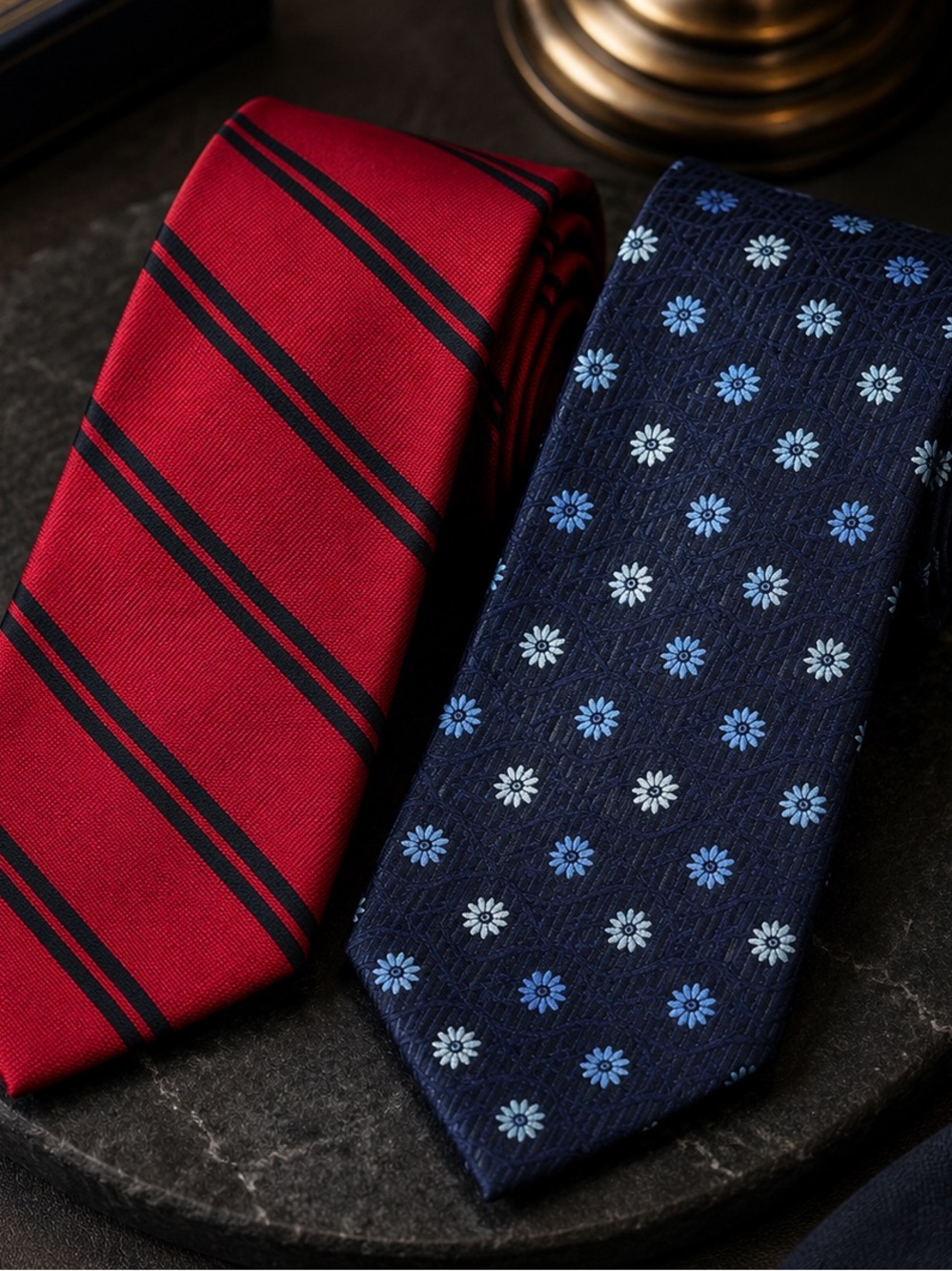 Tie Set | Bachrach Floral + JoS. A. Bank Stripe 100% Silk